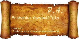 Prohaska Annamária névjegykártya